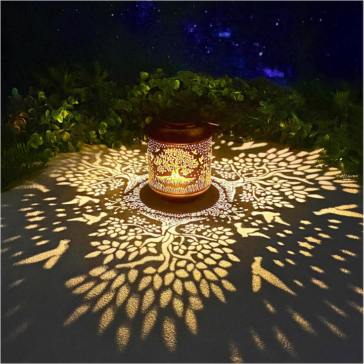 Intricate Metal Shadow Projection Table Lamp With Rechargeable LED Bowlift