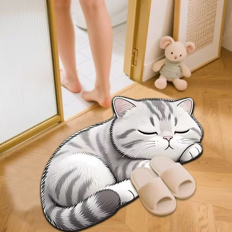 Cat-Themed Memory Foam Bath Mat Bowlift