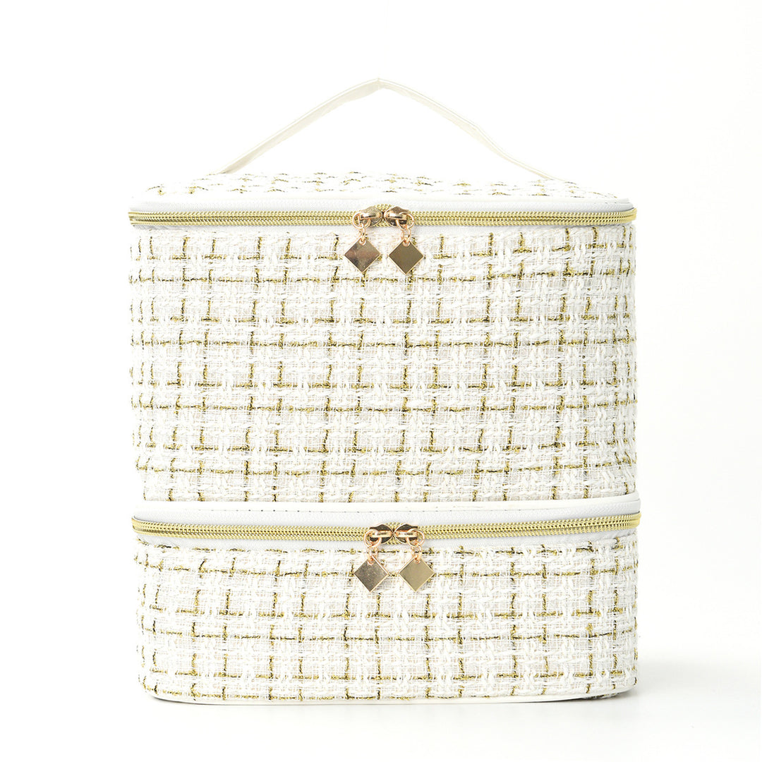 Cosmetic organizer bag with elegant fabric Bowlift