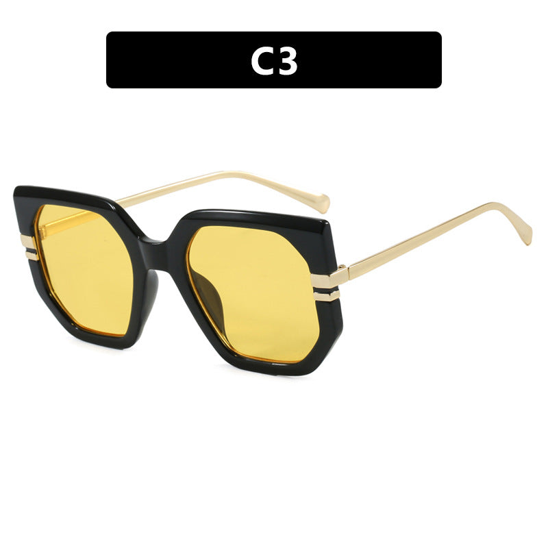 Women's geometric sunglasses with luxurious gold frame and polarized lenses Bowlift