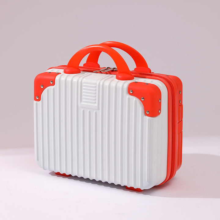 compact hard-shell travel vanity cosmetic and tech organizer with ribbed shell reinforced corners removable padded insert Bowlift