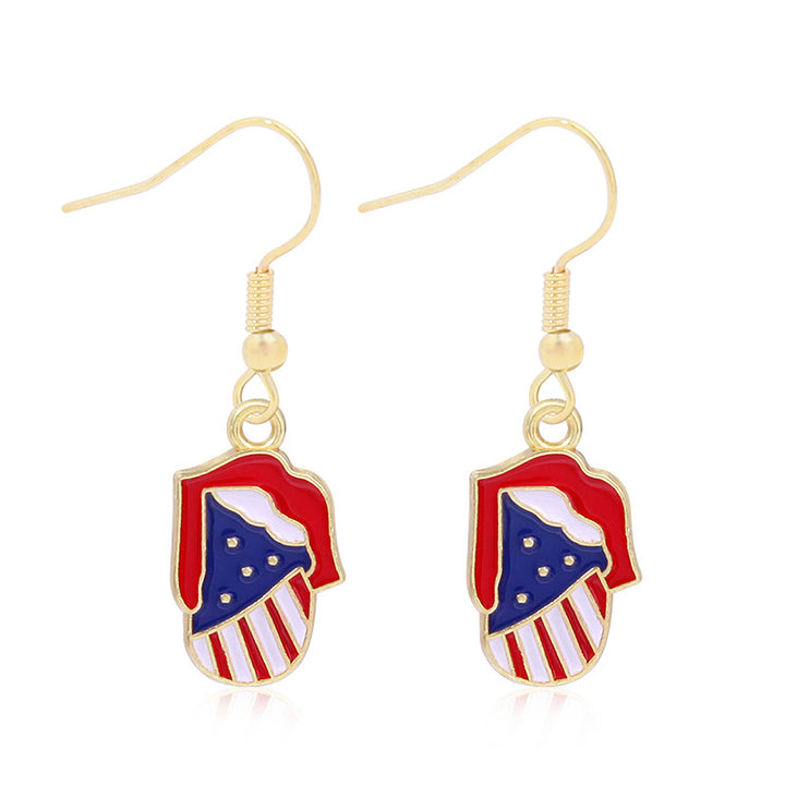 Women's lightweight star earrings with enamel flag design and fishhook Bowlift