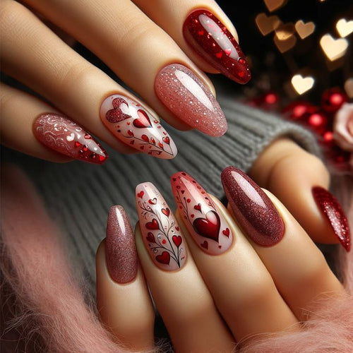 Artificial nails with heart design Bowlift