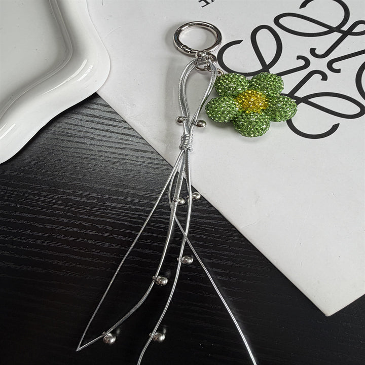 Rhinestone Flower Charm Keychain Bowlift