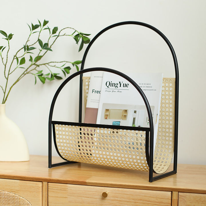 Unisex Elegant Magazine Holder with Artistic Weaving Structure Bowlift