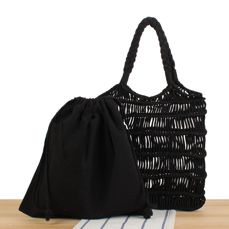 Fashionable Braided Tote Bag with Inner Pouch Bowlift