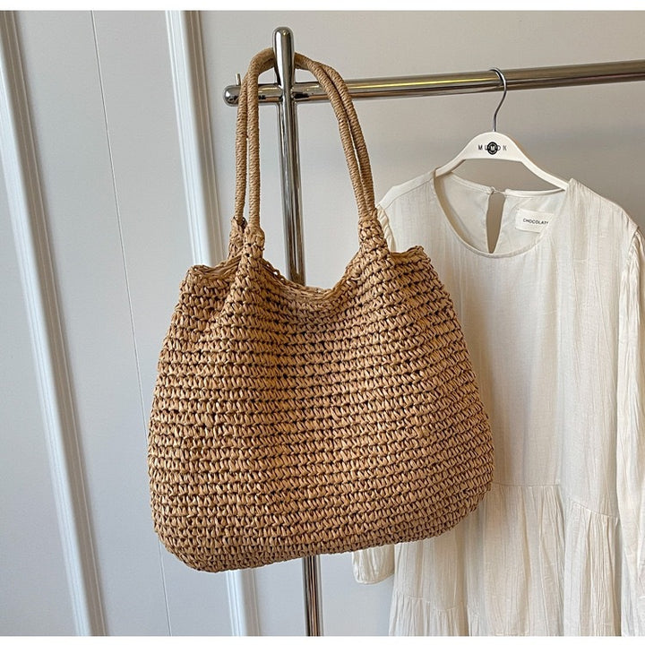 Handbag Made of Handwoven Natural Material with Generous Interior Bowlift