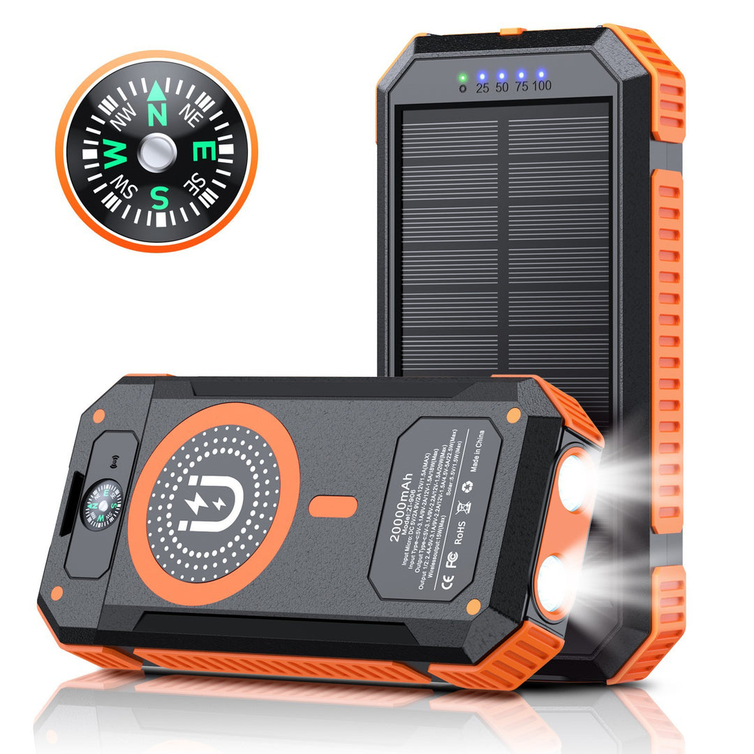 Portable Solar Power Bank with LED Light and Compass Bowlift