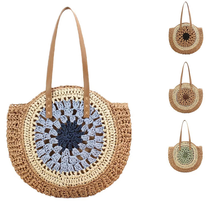 Handmade macrame shopping bag with leather accents Bowlift