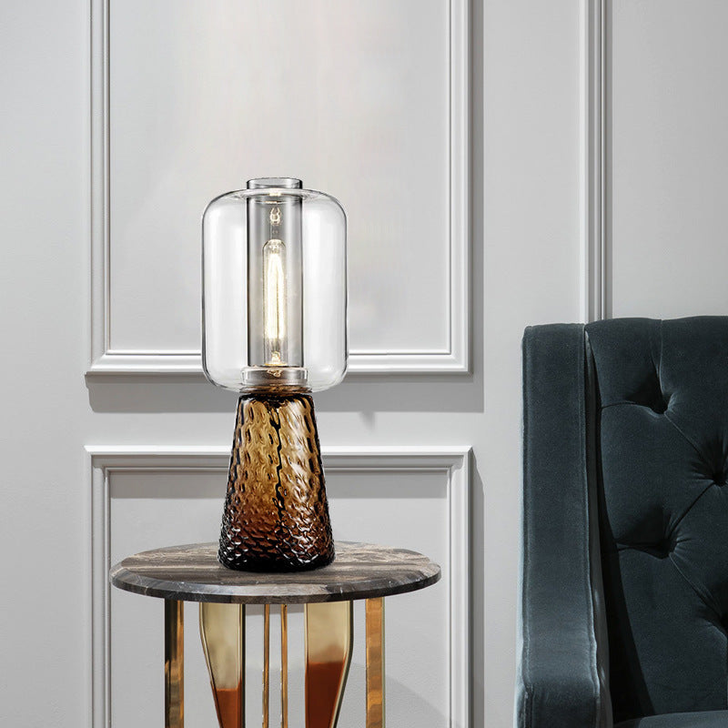 Glass Table Lamp with Textured Base