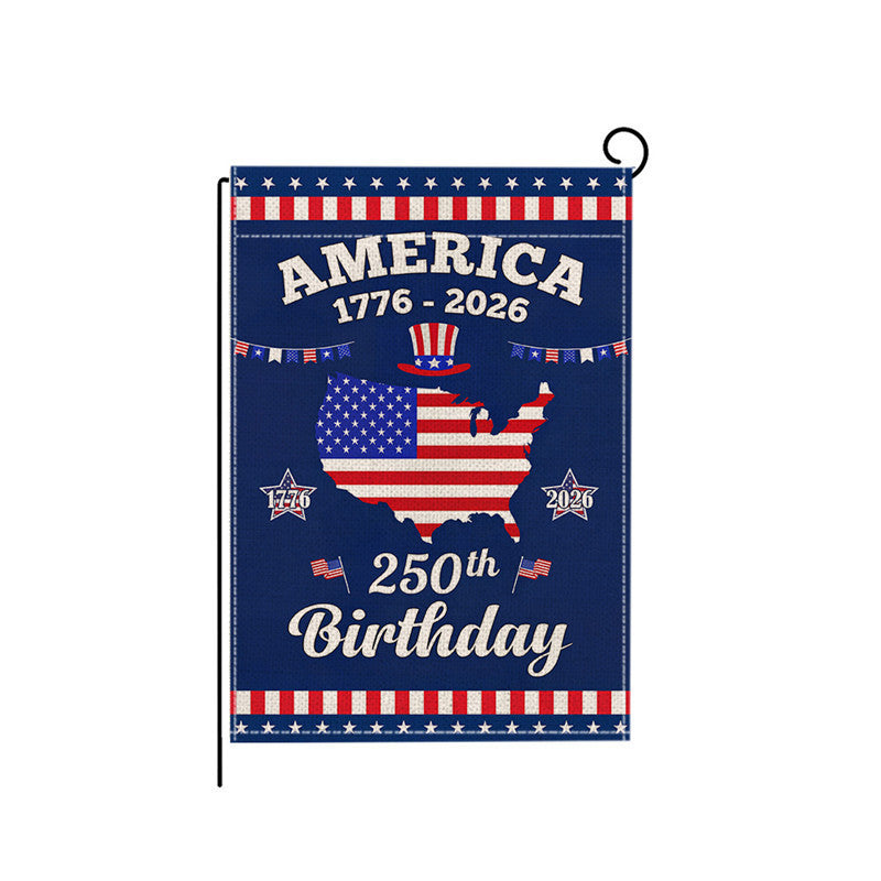 Distressed Vintage American Flag Garden Banner With Statue Of Liberty Motif Double-Sided Polyester