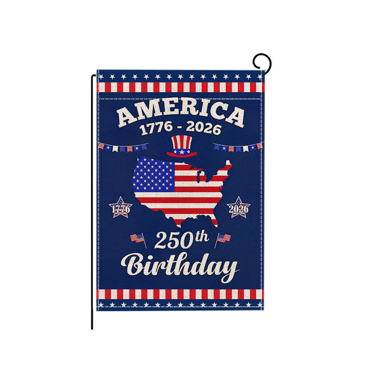 Distressed Vintage American Flag Garden Banner With Statue Of Liberty Motif Double-Sided Polyester