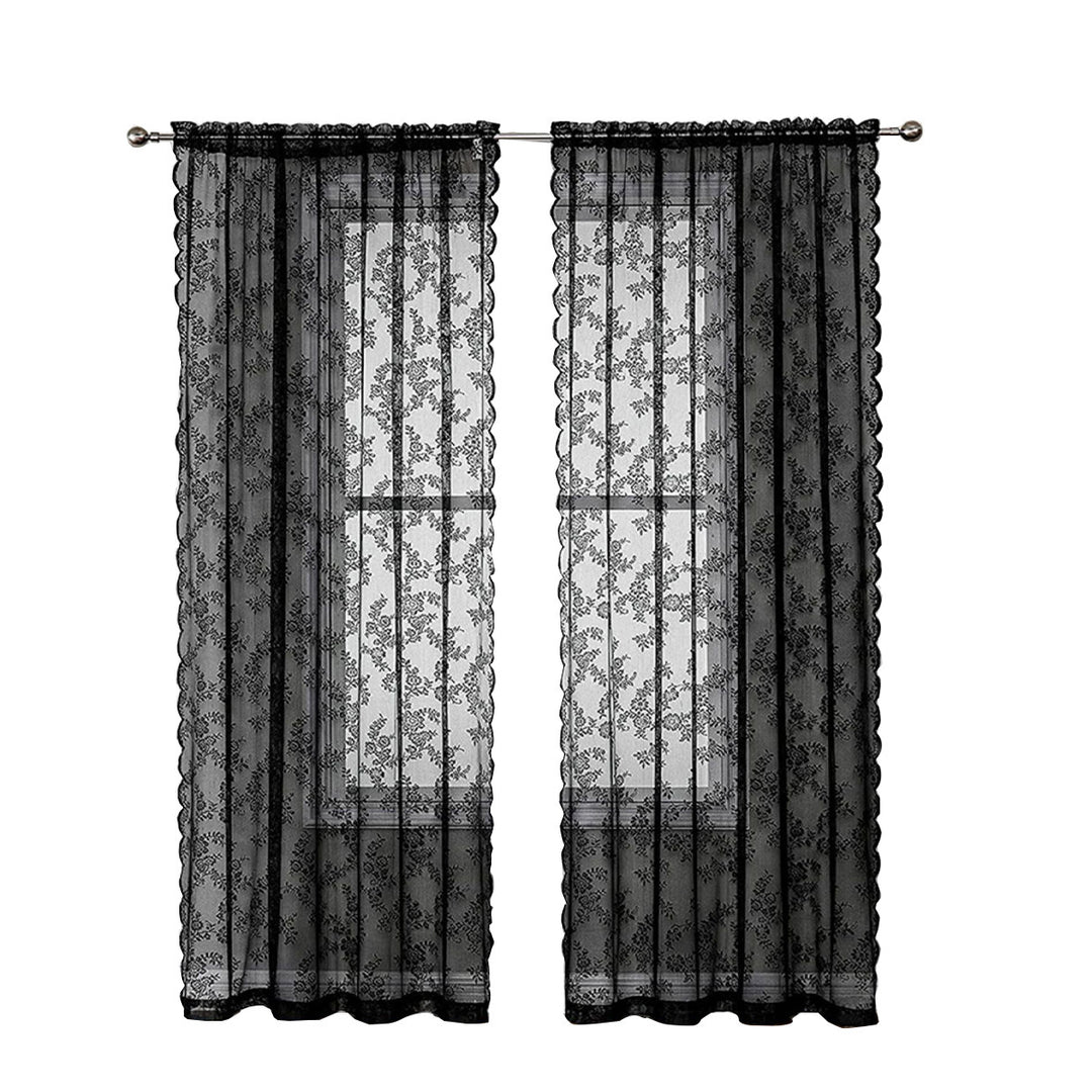 Elegant Floral Lace Window Drapes
