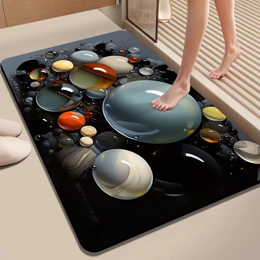 Colorful Pebble-Themed Floor Mat Bowlift