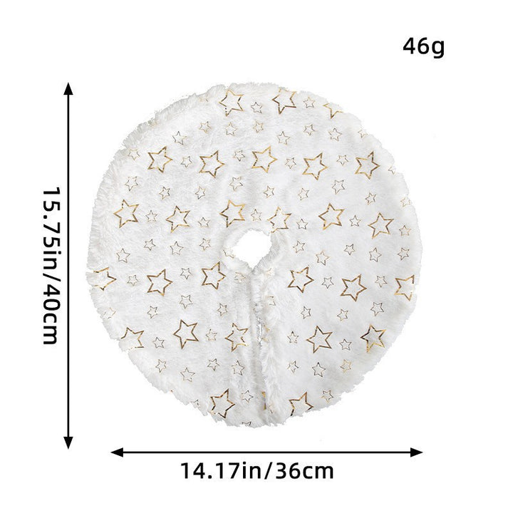 Plush Round Faux Fur Christmas Tree Skirt With Gold Star Print And Center Slit Closure