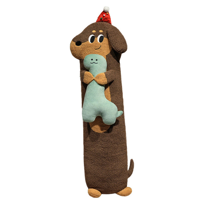 Extra-long plush body pillow in cat shape with neck support