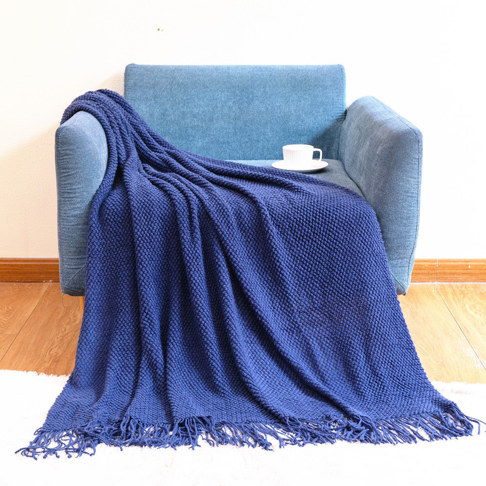 Textured Fringe Throw Blanket Bowlift