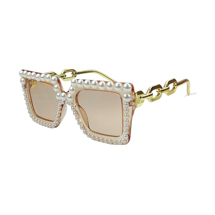 Women's Fashion Square Sunglasses with Chain Decoration Bowlift