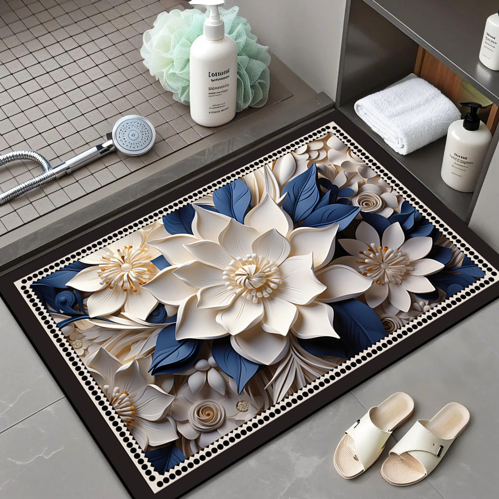 Floral Patterned Bath Mat Bowlift