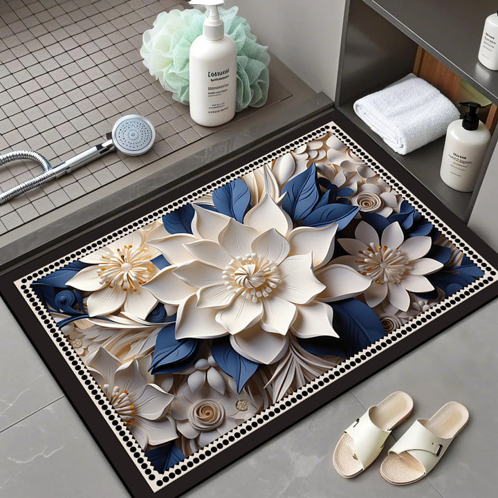 Floral Patterned Bath Mat Bowlift