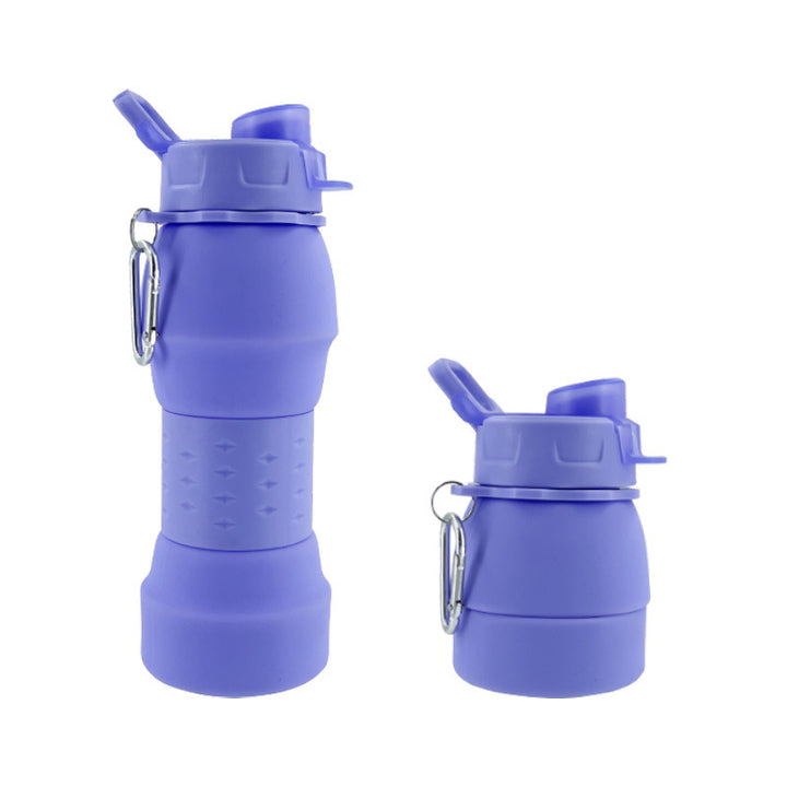 Unisex Silicone Water Bottle with Carabiner Hook and Folding Mechanism Bowlift