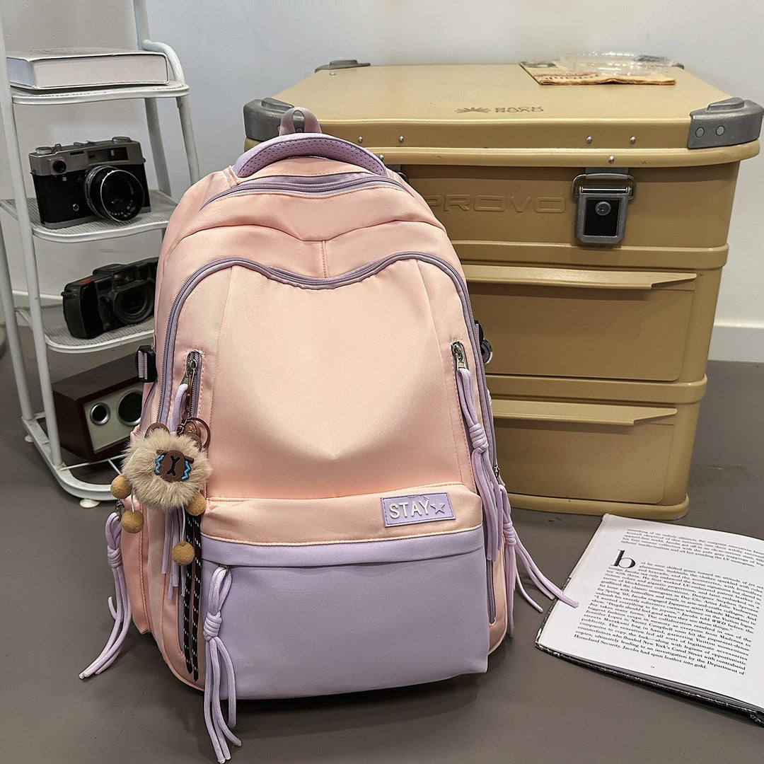 Backpack with Cute Animal Pendant and Practical Compartments Bowlift