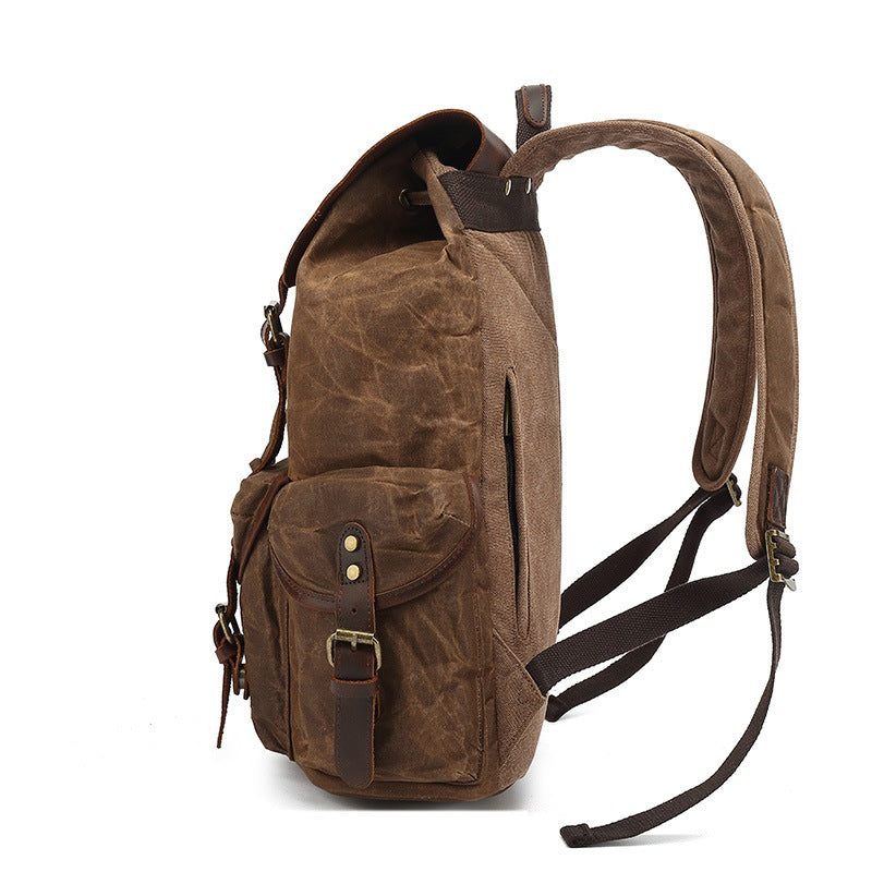 Rustic hiking backpack with multiple outer pockets Bowlift