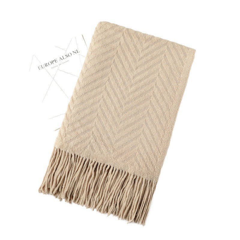 Cozy Knit Fringe Blanket Bowlift