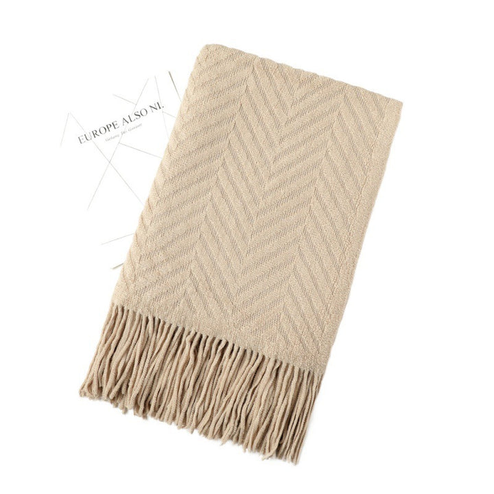 Cozy Knit Fringe Blanket Bowlift