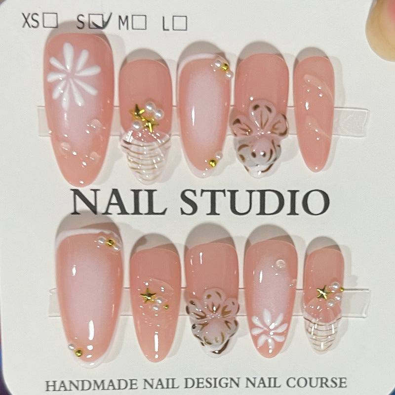 Handcrafted Floral Pattern Press-On Nails Bowlift