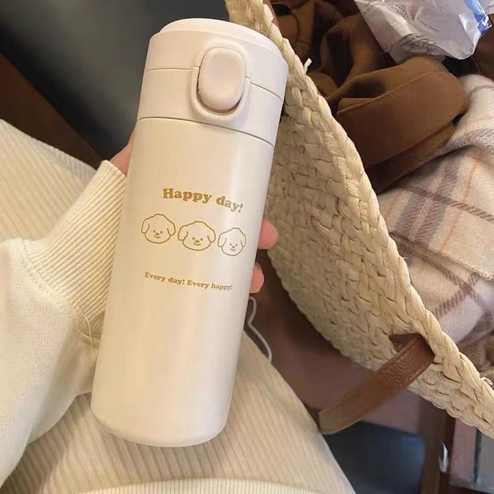Women Insulated Water Bottle with Cute Bear Design Bowlift