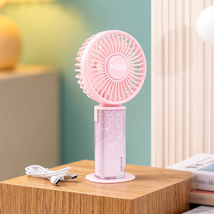 Unisex nan compact rechargeable handheld fan with foldable stand function and quiet motor Bowlift