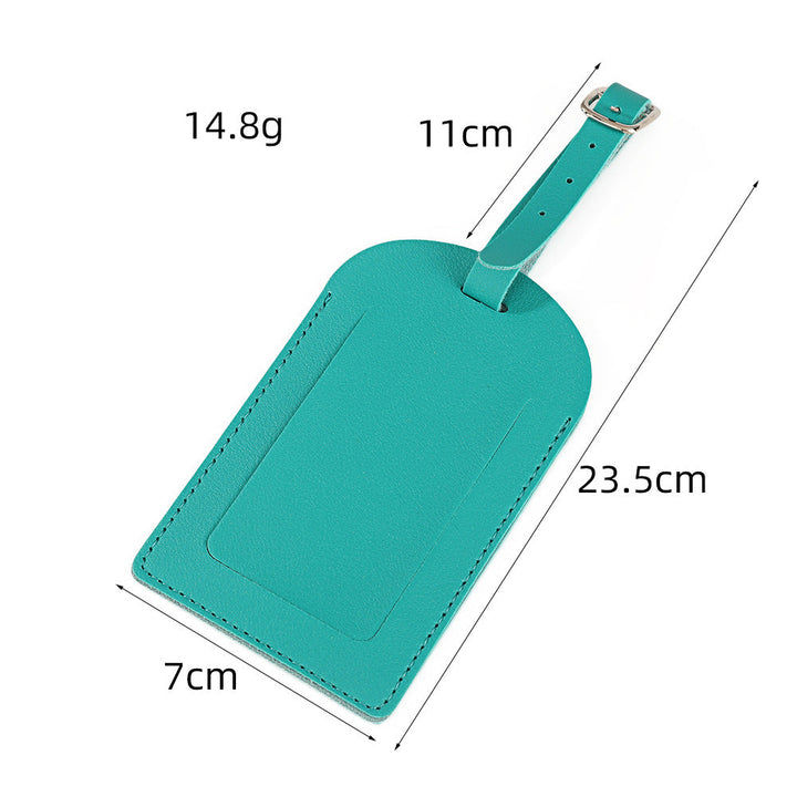 premium vegan leather luggage tag with adjustable buckle and clear ID window Bowlift