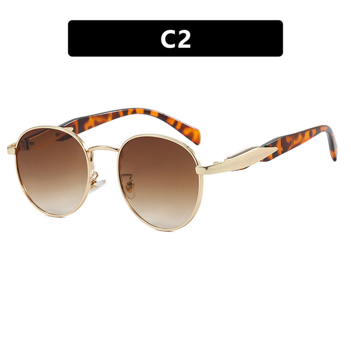 Women's round sunglasses with elegant golden frame and UV protection Bowlift