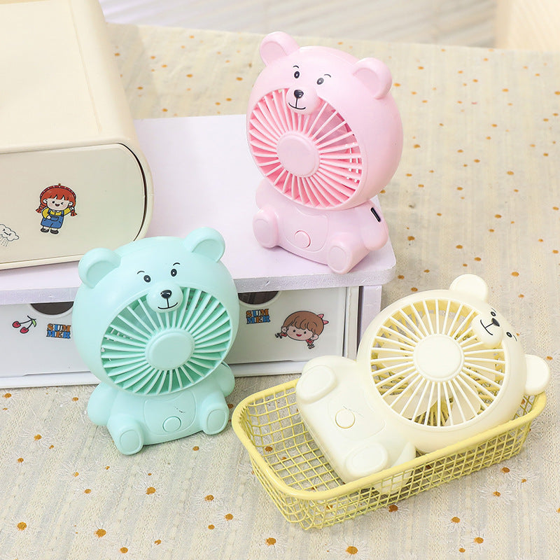 Unisex portable rechargeable table fan in bear shape with USB charging port and quiet motor Bowlift