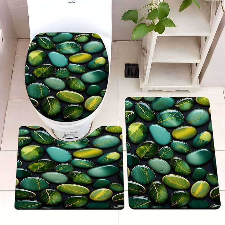 Decorative Pebble Bathroom Mat Set Bowlift