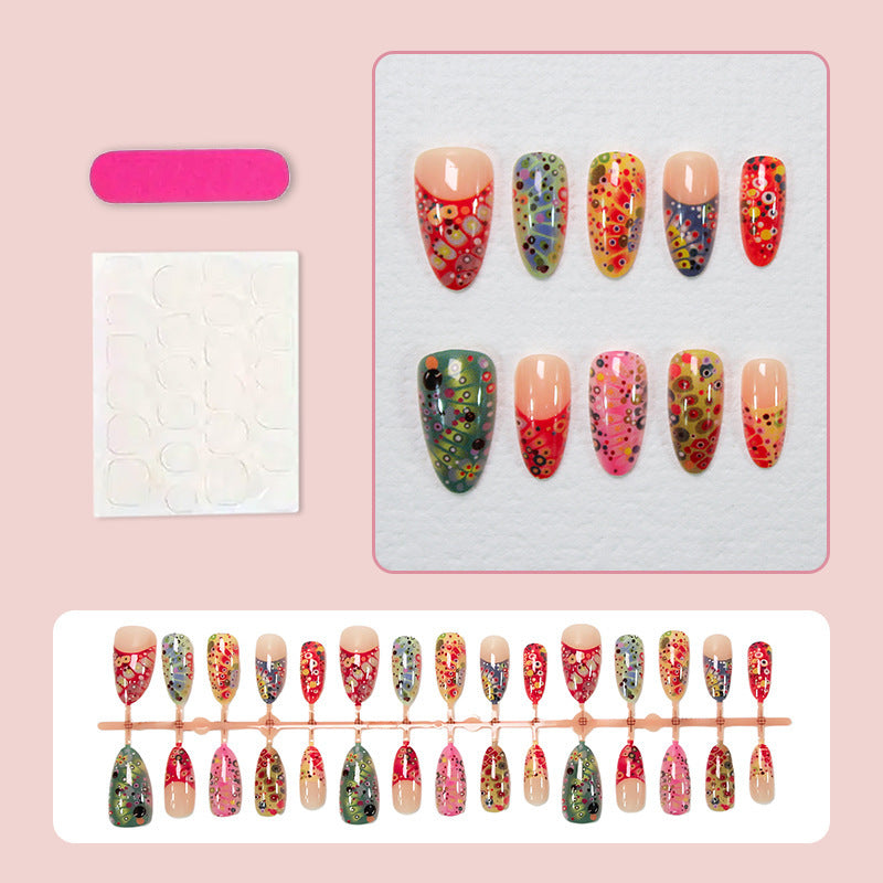 Artistic Hand-Painted Press-On Nail Art Set