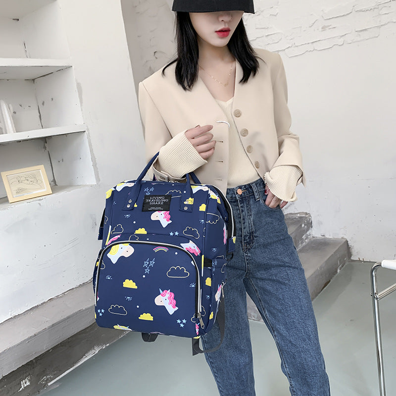 Versatile Leaf Print Travel Backpack Bowlift