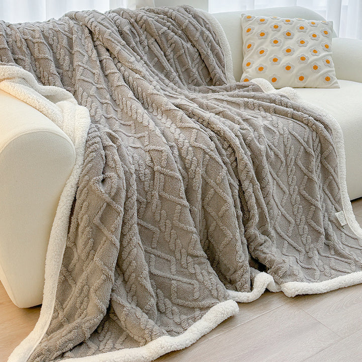 Oversized Plush Sherpa Throw Blanket with Cable-Knit Texture Bowlift