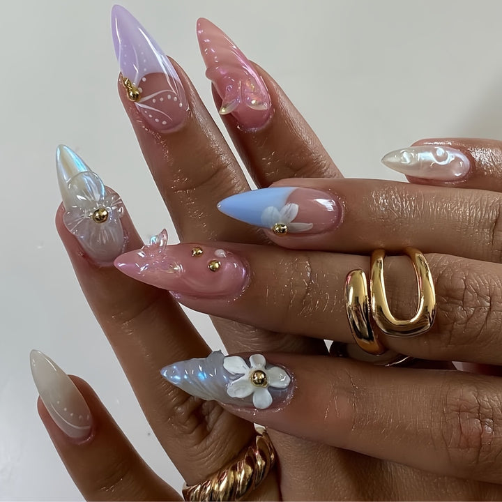 Floral Artistic Nail Extensions Bowlift