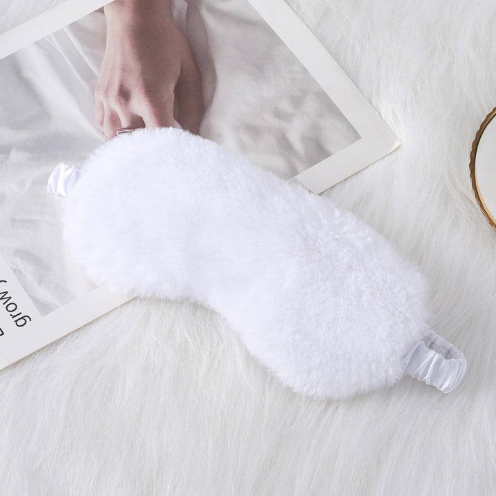 Women's cozy sleep mask made of plush with adjustable elastic band and lightproof inner lining Bowlift