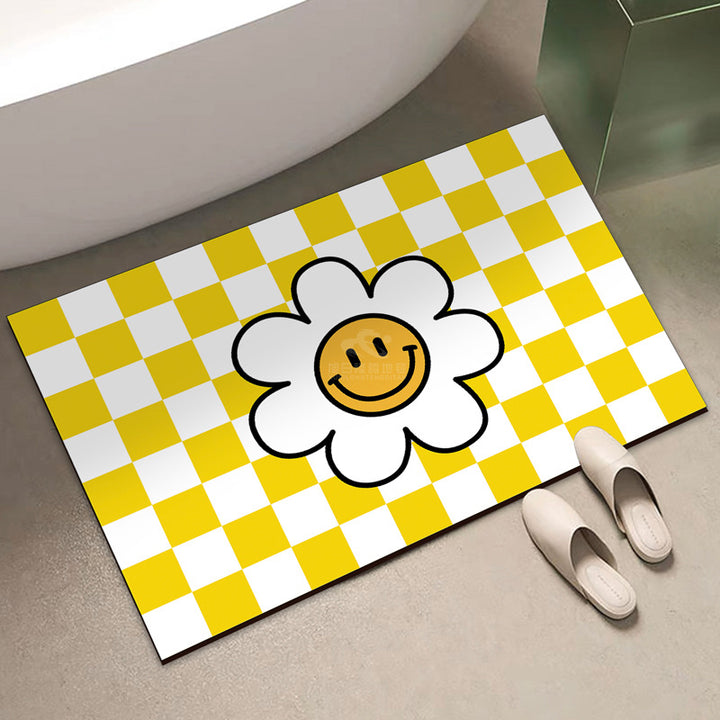 Playful Checkered Bath Mat Bowlift
