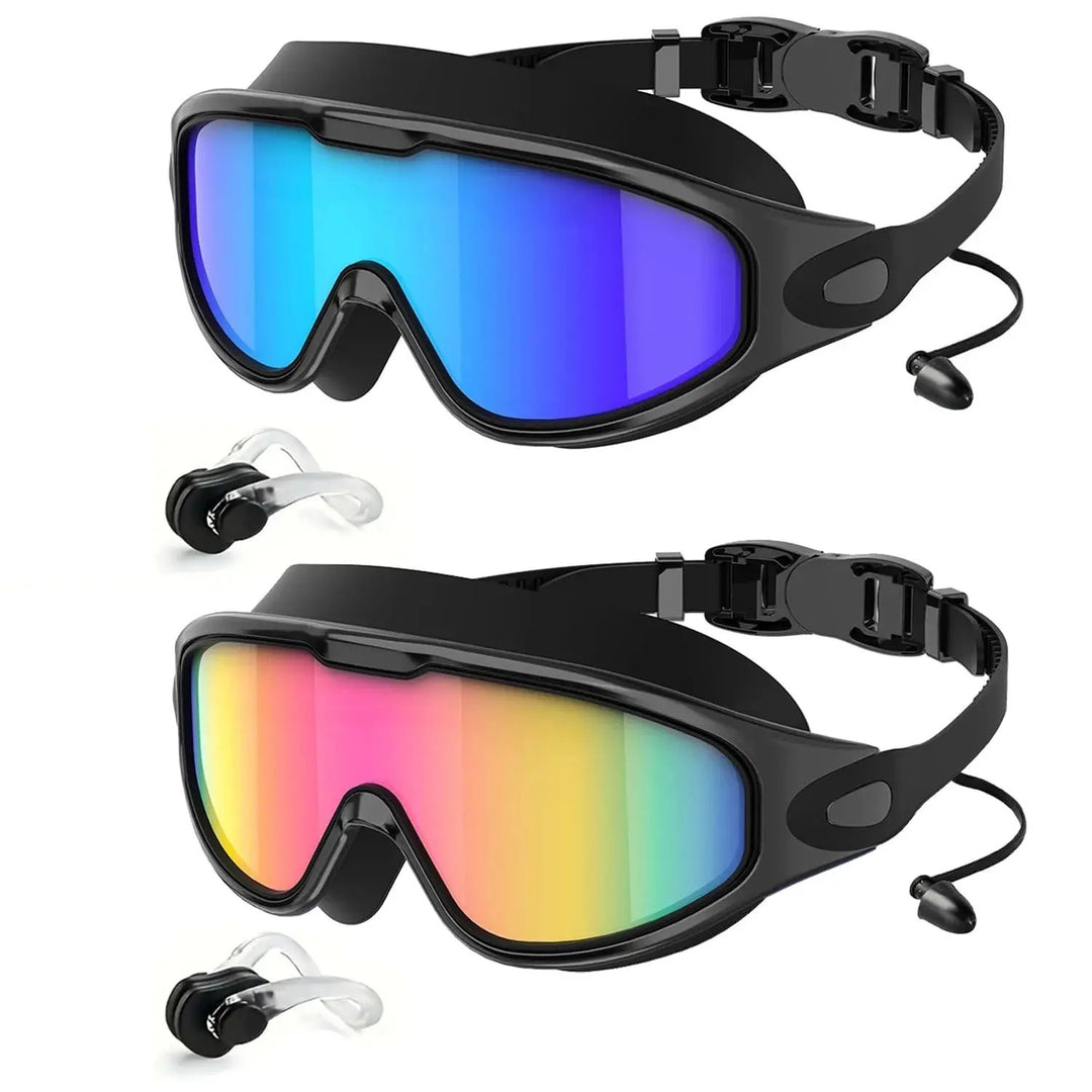 Diving mask with wide field of view and magnet holder Bowlift