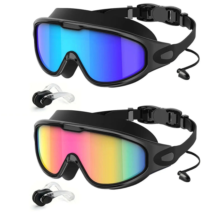 Diving mask with wide field of view and magnet holder Bowlift
