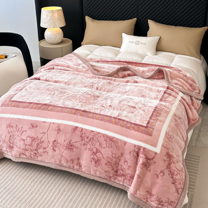 Floral Patterned Fleece Throw Blanket Bowlift
