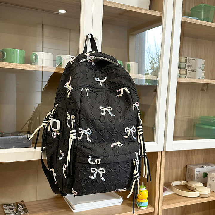 Quilted Bow-Detail Fashion Backpack Bowlift