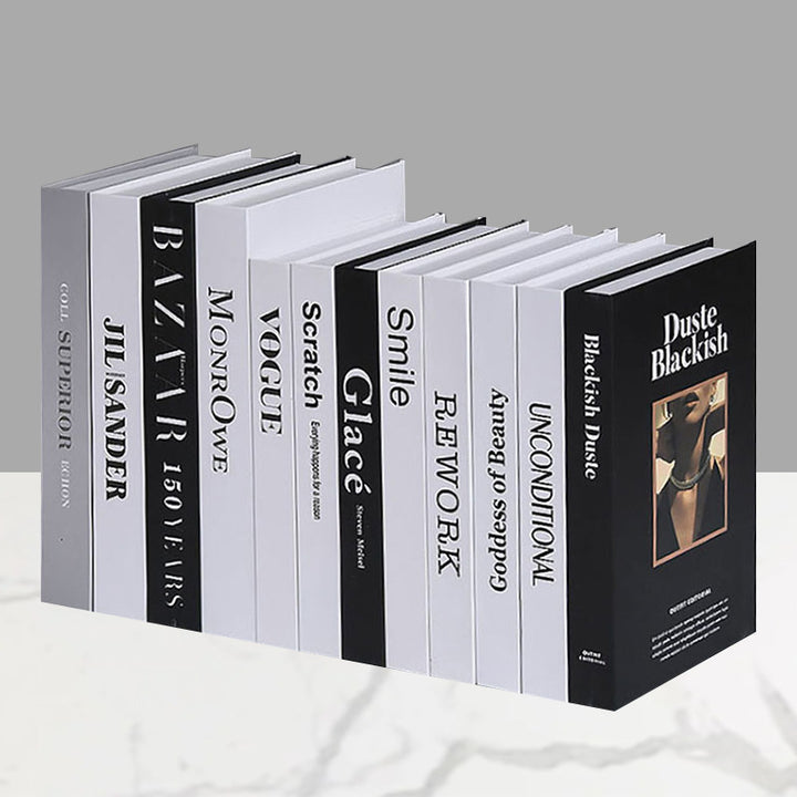 Decorative faux book storage box set for bookshelf styling Bowlift