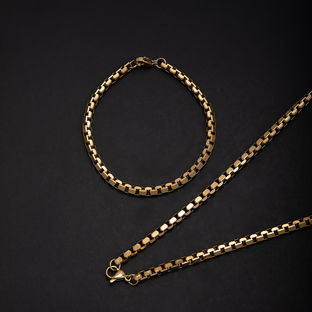 Stainless Steel Chain Necklace and Bracelet Set Bowlift