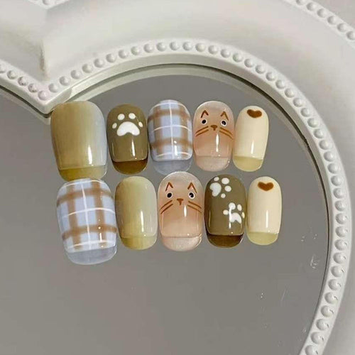 Artificial Nail Set with Playful Animal Designs Bowlift
