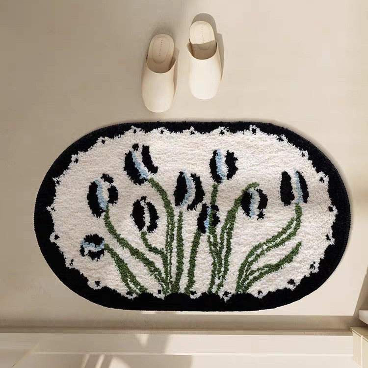 Floral Patterned Bath Mat Bowlift